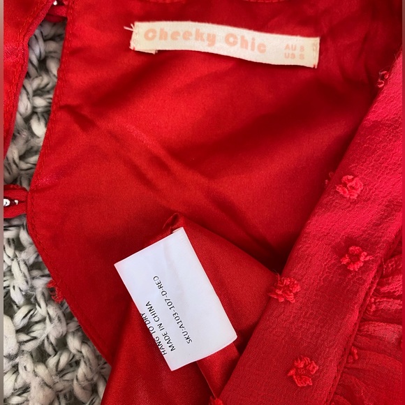 Red Ruffled Mini Cutout Dress - Picture 15 of 16